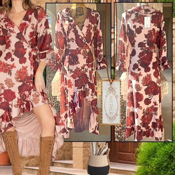 Joyfolio Madelynn Dress in Blush Rose Print Size Small SOLD-OUT - Picture 1 of 10